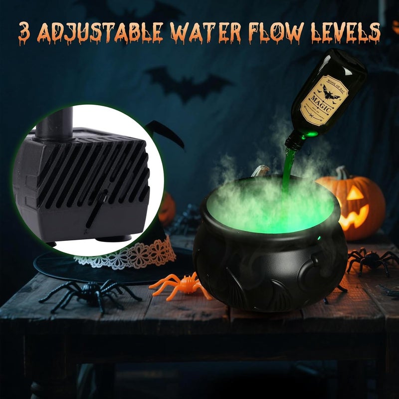 Zesua Halloween Decorations Indoor - DIY Floating Potion Set with Witches Cauldron and Mist Maker - Spooky Vintage Black Plastic Bowl Hocus Pocus Party Decor for Home Table Mantel Kitchen Room - Image 5